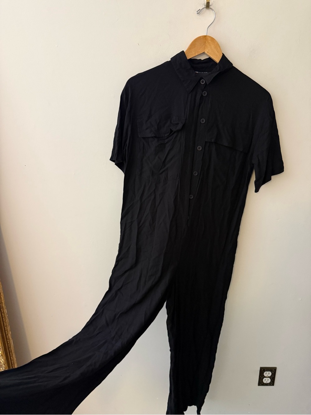 ASOS Black Slouchy Short-Sleeve Wide-Leg Utility Jumpsuit - Picture 3 of 8